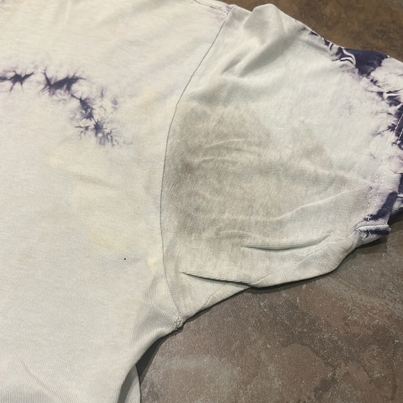 Vintage thrashed stussy large baggy tee, stained, torn, tie die blue - Picture 5 of 13